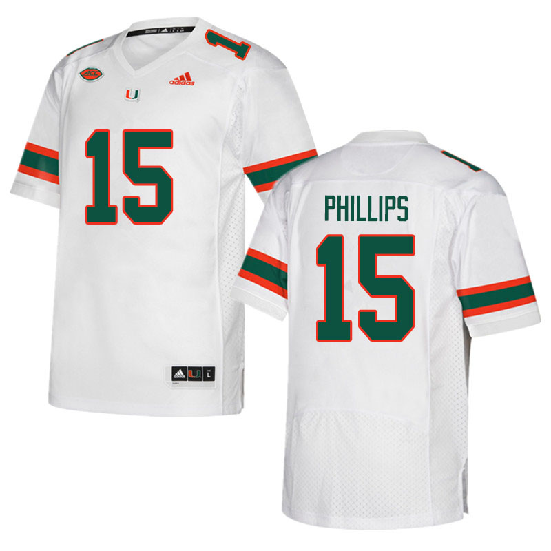Men #15 Jaelan Phillips Miami Hurricanes College Football Jerseys Sale-White - Click Image to Close